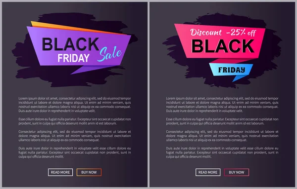 Vente Black Friday Affiches Promo avec Advert Info — Image vectorielle