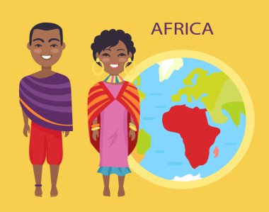 Afrika Dünya ve insanlar üzerinde vektör çizim