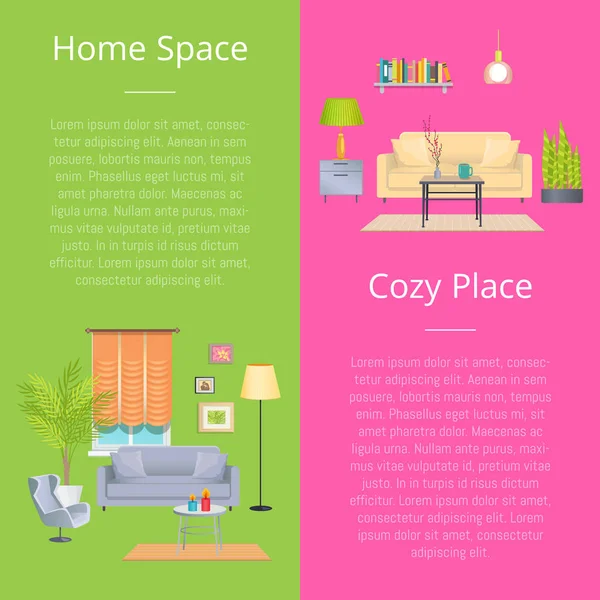 Home Espaço e aconchegante Lugar Vector Ilustração —  Vetores de Stock