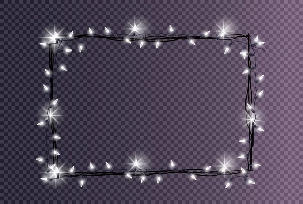 Cadre rectangulaire fait de lumières de Noël étincelantes — Image vectorielle