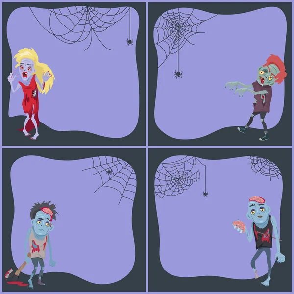 Set de carteles de Halloween Ilustración vectorial — Vector de stock