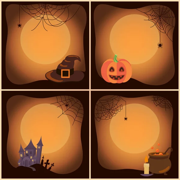 Conjunto de carteles de Halloween en la ilustración vectorial — Vector de stock