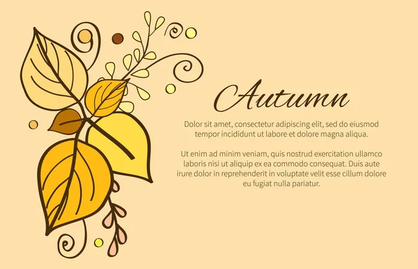 Herfst Poster met gele en oranje bladeren, Decor — Stockvector