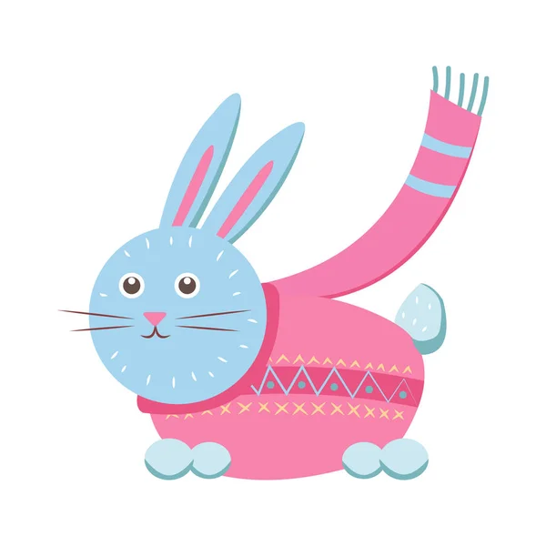 Little Gray Hare in Sweater Vector Illustration — Stock Vector