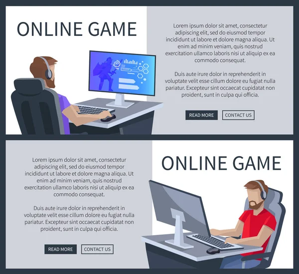 Online Gaming affisch med Man spelar Cyber Games — Stock vektor