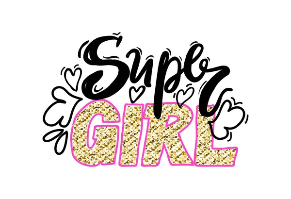 Super Girl colorido graffiti vector ilustración — Vector de stock