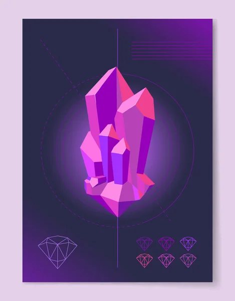 Фиолетовый бриллиант на абстрактном фоне — стоковый вектор
