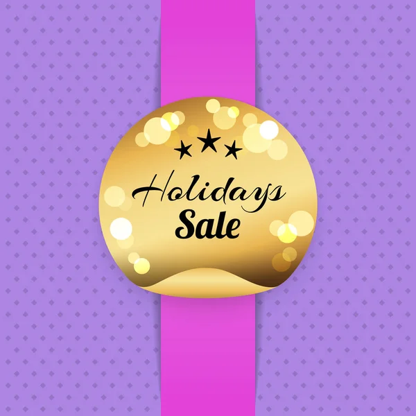 Venta de vacaciones etiqueta dorada con estrellas, mejores precios — Vector de stock