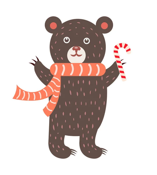 Closeup of Bear with Scarf Vector Illustration — Stock Vector