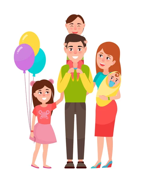 Big Happy Family Icon Vector Illustration — Stock Vector