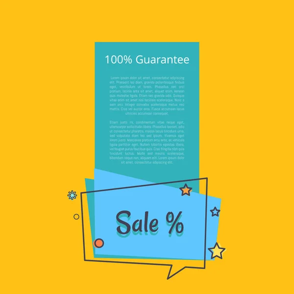 100 Banner di vendita garantito in bolla di discorso quadrata — Vettoriale Stock