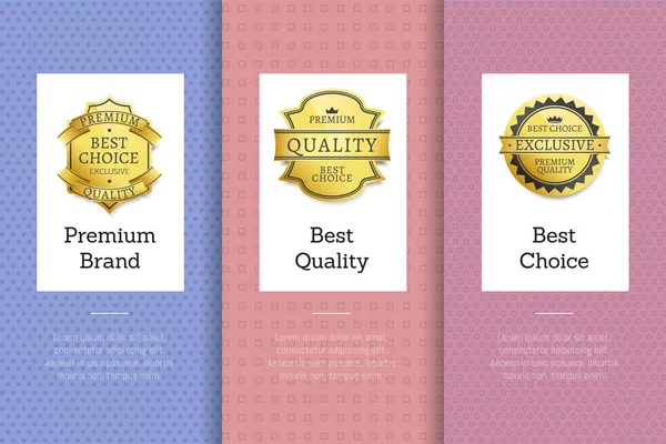 Premium Brand Miglior qualità scelta Golden Label Set — Vettoriale Stock
