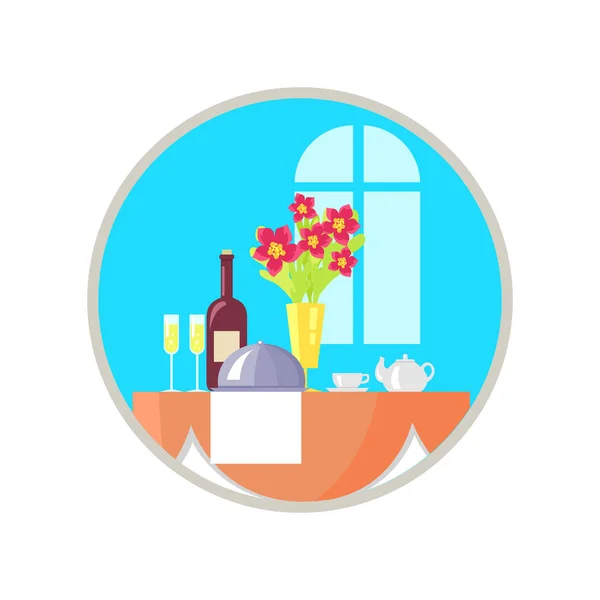 Ilustração servida do vetor do ícone da tabela do restaurante —  Vetores de Stock