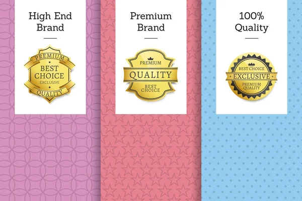 Qquality de gama alta 100 etiquetas de oro de marca premium — Vector de stock