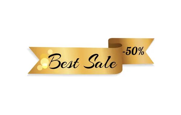 Cinta aislada de la cinta de la etiqueta de oro de la mejor venta 50 — Vector de stock