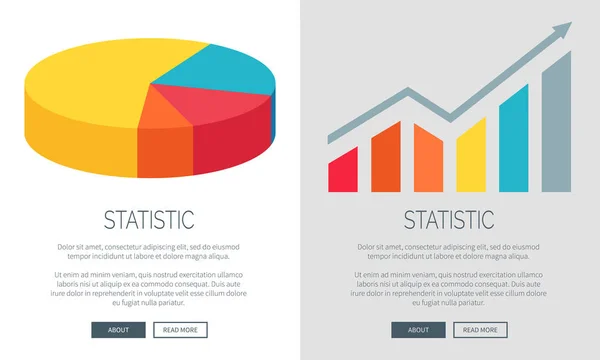 Statistische Gestaltung mit Tortendiagramm und Balkendiagramm — Stockvektor