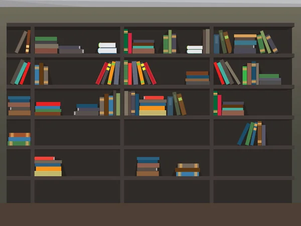 Cartoon Bücherregal Hintergrund. Illustration zur Bibliothek — Stockvektor
