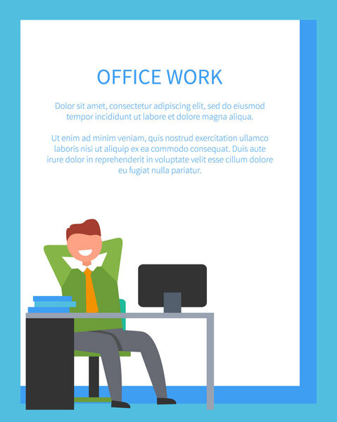 Office Work with Text Vector Illustration on White