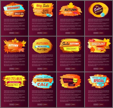 Sonbahar sonbahar satış afişleri promosyon reklam etiketleri