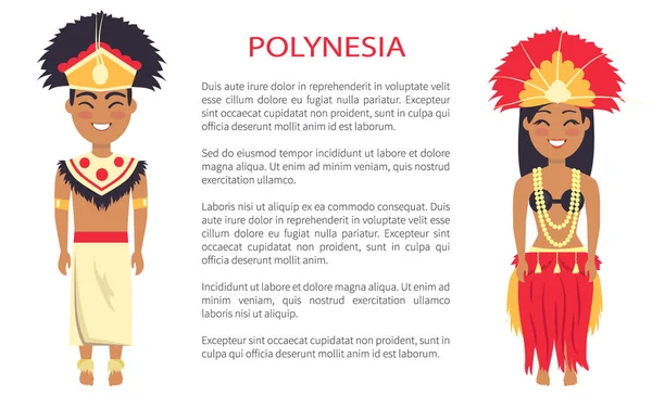 Polinesian paar, tradities Vector Illustrataion — Stockvector