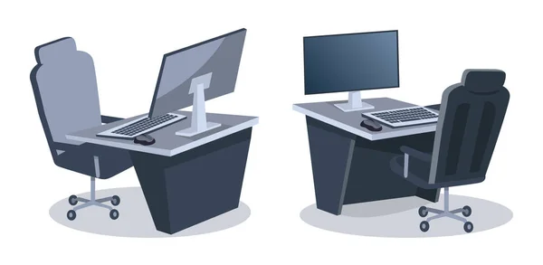 Two Desks With Computers Vector Illustration — Stock Vector