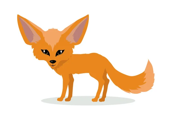 Icône de bande dessinée Fennec Fox dans un design plat — Image vectorielle