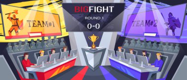 Vektör çizim üzerinde Cybersport takım büyük kavga