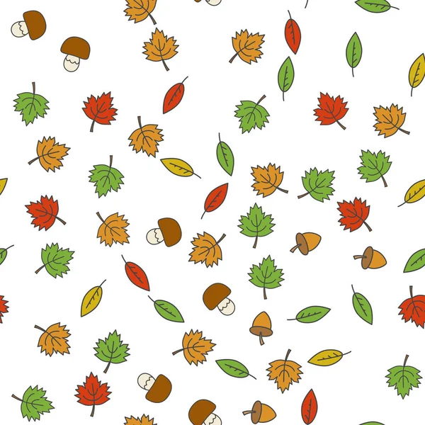 Herbst flache Vektor nahtlose Muster auf weiß — Stockvektor