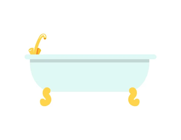 Tub with Golden Faucet Icon Vector Illustration — Stock Vector