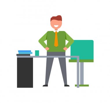 İşyeri vektör çizim üzerinde gülümseyen erkek