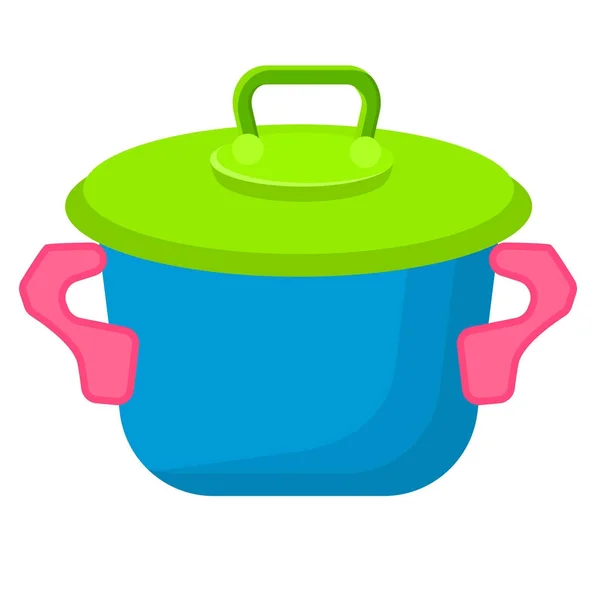 Blue Toy Saucepan with Green Top Illustration — Stock Vector