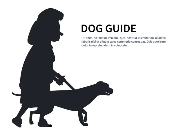 Dog Guide Силуэт Старухи, держащей вектор домашних животных — стоковый вектор