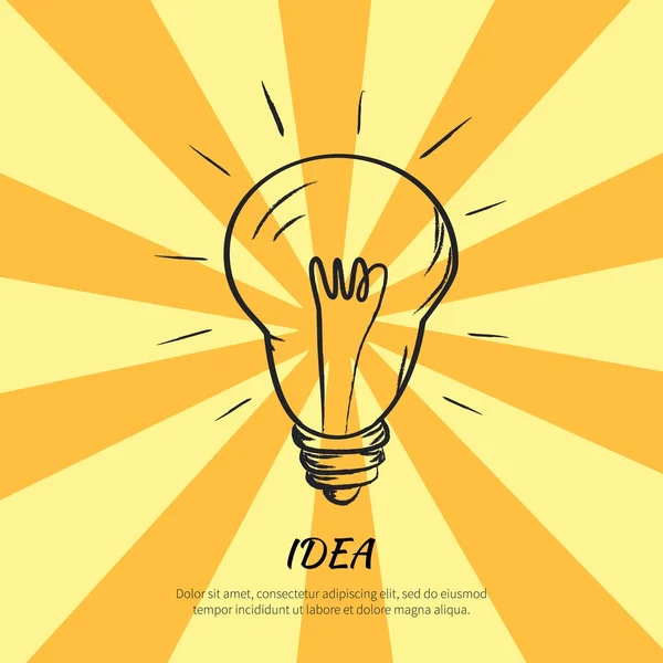 Symbol of Idea Electric Bulb Sketch with Light — Stock Vector