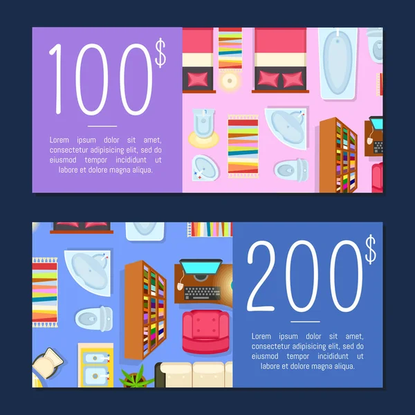 100 and 200 Dollars Room Price Vector Illustration — Stock Vector