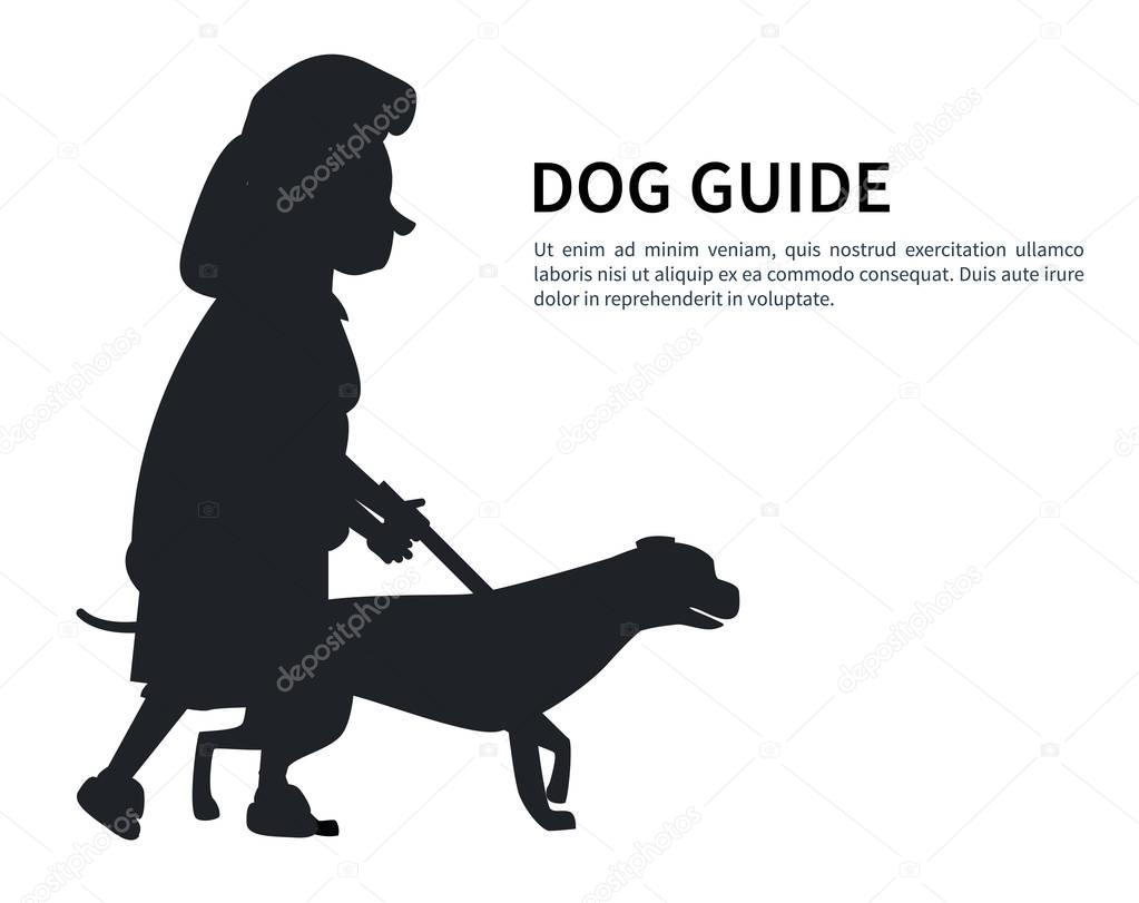 Dog Guide Silhouette Old Woman Holding Pet Vector