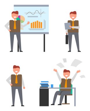 Ofis çalışanı ile renkli resimleri set