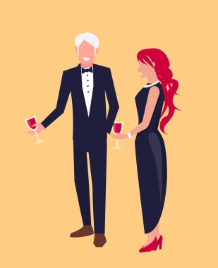 Takım elbise ve elbise vektör çizim kadında erkekte