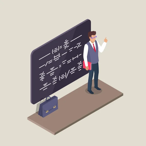 Δάσκαλος μπροστά από το μαυροπίνακα 3d απεικόνιση — Διανυσματικό Αρχείο