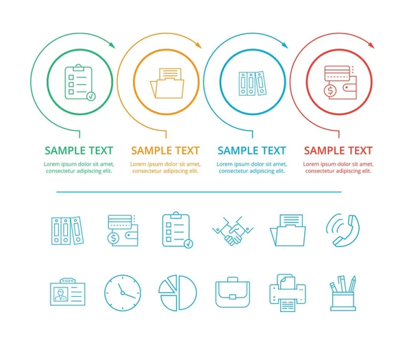 Infografías Colorido, Iconos Vector Ilustración — Vector de stock