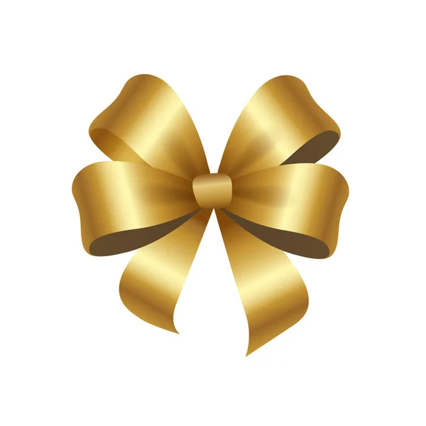 Presente ou presente elegante faixa de cetim amarrado de ouro — Vetor de Stock