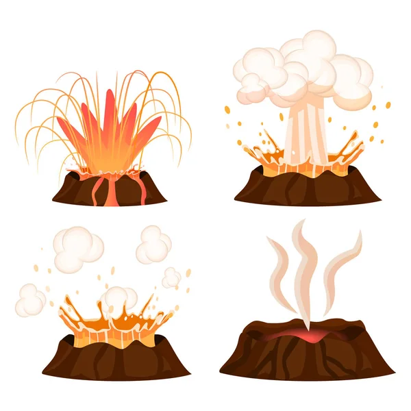 화산 분화 단계 삽화 컬렉션 — 스톡 벡터