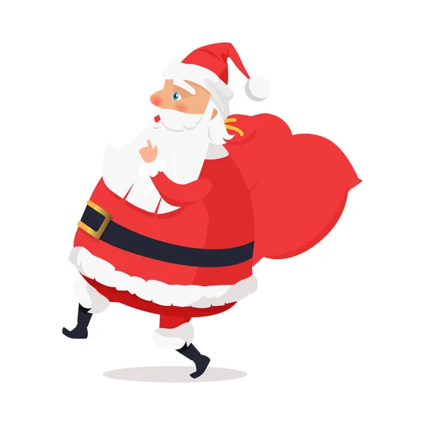 Isolierte Seitenansicht Weihnachtsmann auf weißem Hintergrund — Stockvektor
