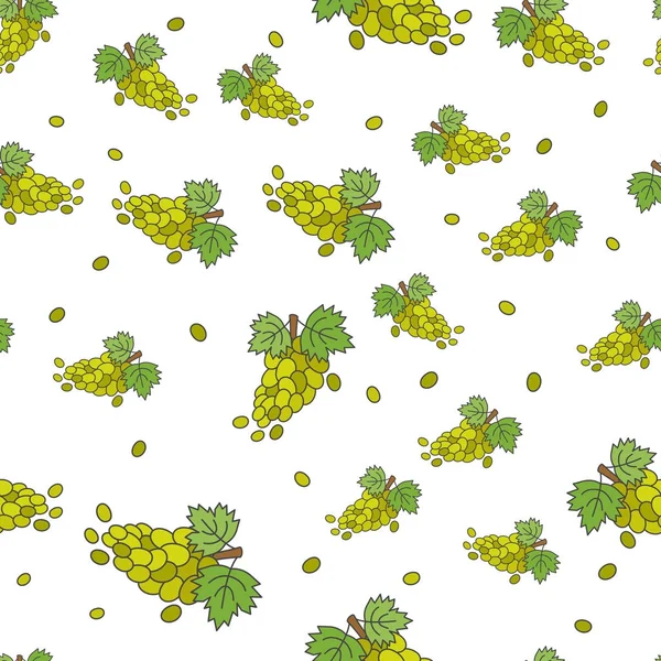 Seamless Pattern of Clusters with Green Grapes — Stock Vector