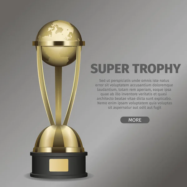 Złoty Puchar Super Cup z ramką Planeta Ziemia — Wektor stockowy