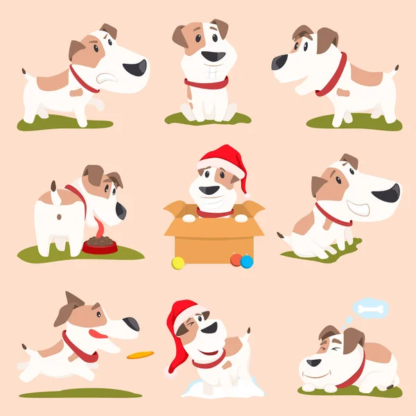 Primer plano de Funny Poster Dogs Vector Illustration — Archivo Imágenes Vectoriales