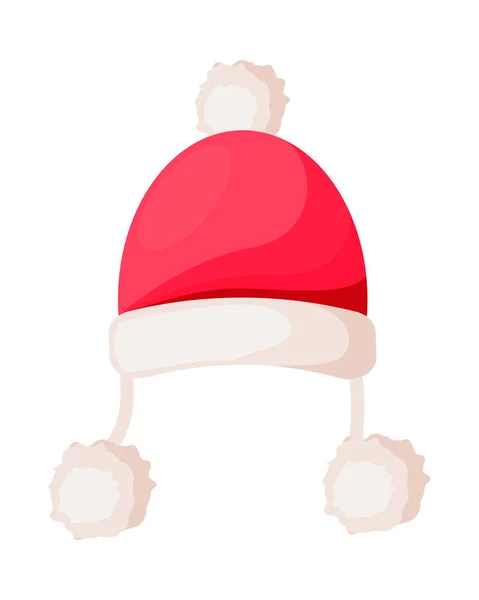 Santa Claus Hat with Strings Ending in Pompoms — Stock Vector
