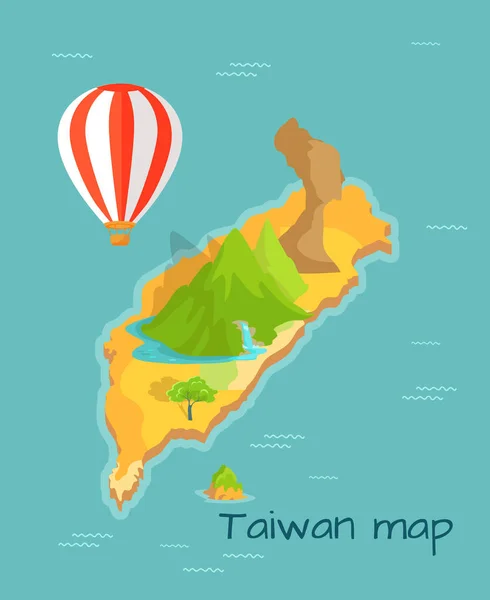 Taiwan map with Keelung and Dragon Mountain — Stock Vector