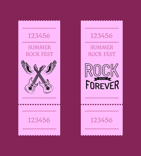 Summer Rock Fest Conjunto de Bilhetes Isolados em Roxo —  Vetores de Stock