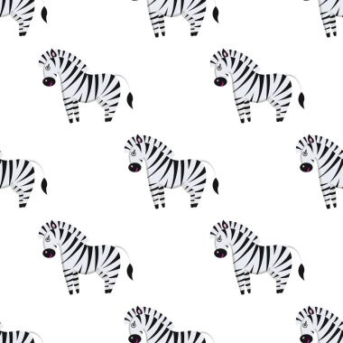 Çizgi film Zebra Seamless modeli üzerinde beyaz vektör