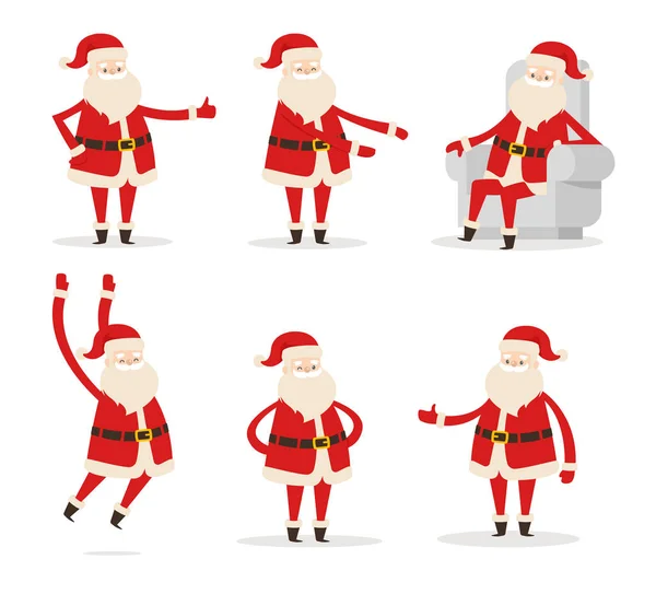 Set de gestos de Papá Noel, ilustración vectorial — Archivo Imágenes Vectoriales